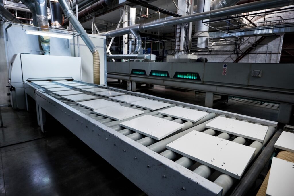 Equipos de producción en una fábrica de muebles